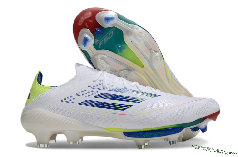 Adidas F50+ Lightstrike Pro FG Low-Tops Soccer Cleats - White/Blue/Yellow 0
