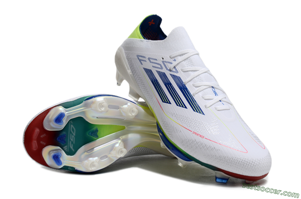 Adidas F50+ Lightstrike Pro FG Low-Tops Soccer Cleats - White/Blue/Yellow 4