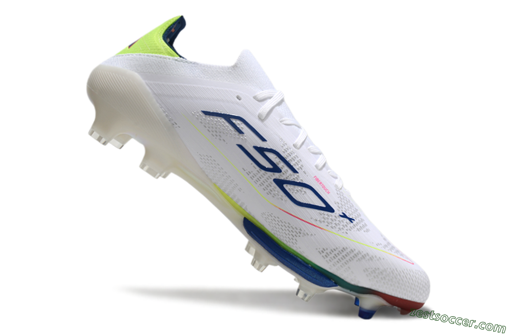 Adidas F50+ Lightstrike Pro FG Low-Tops Soccer Cleats - White/Blue/Yellow 5
