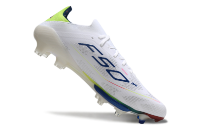 Adidas F50+ Lightstrike Pro FG Low-Tops Soccer Cleats - White/Blue/Yellow