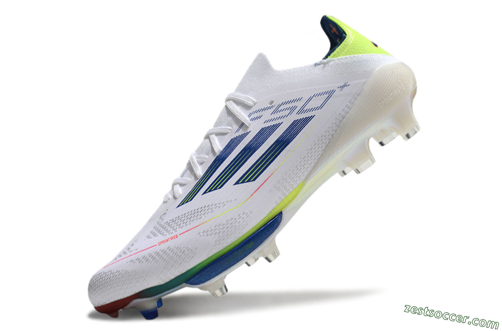 Adidas F50+ Lightstrike Pro FG Low-Tops Soccer Cleats - White/Blue/Yellow 6