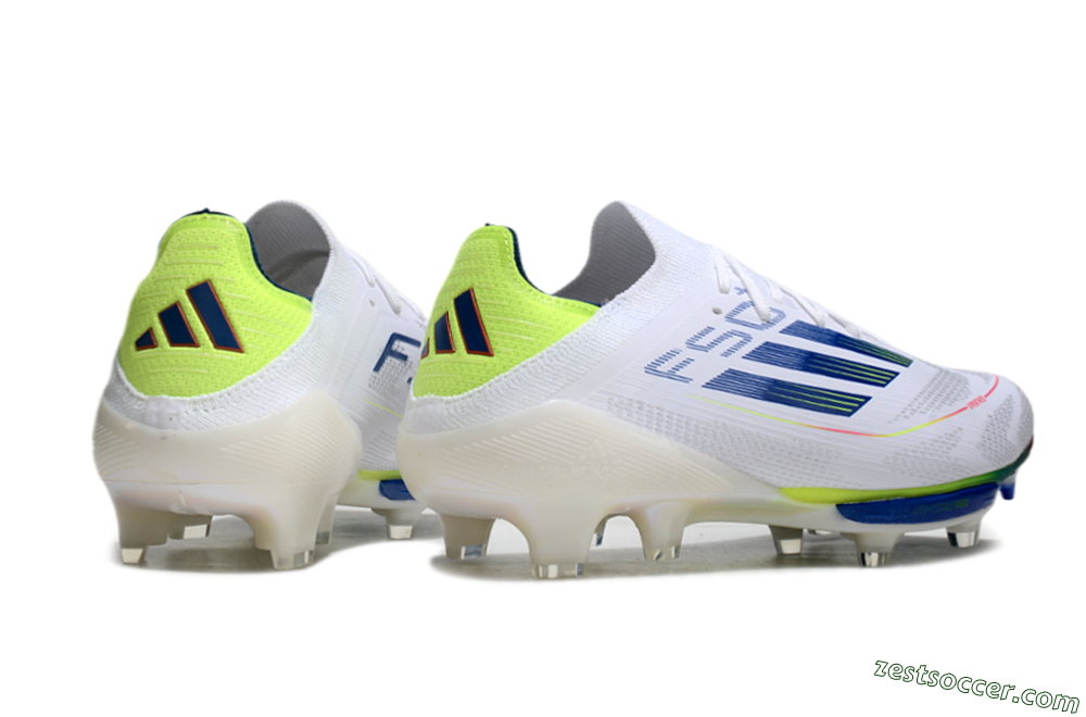Adidas F50+ Lightstrike Pro FG Low-Tops Soccer Cleats - White/Blue/Yellow 7