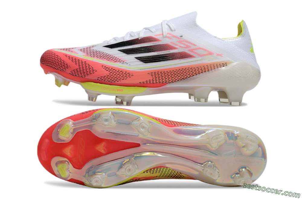 Adidas F50+ Lightstrike Pro FG Low-Tops Soccer Cleats - White/Red/Pink/Black/Yellow 1