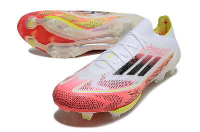 Adidas F50+ Lightstrike Pro FG Low-Tops Soccer Cleats - White/Red/Pink/Black/Yellow