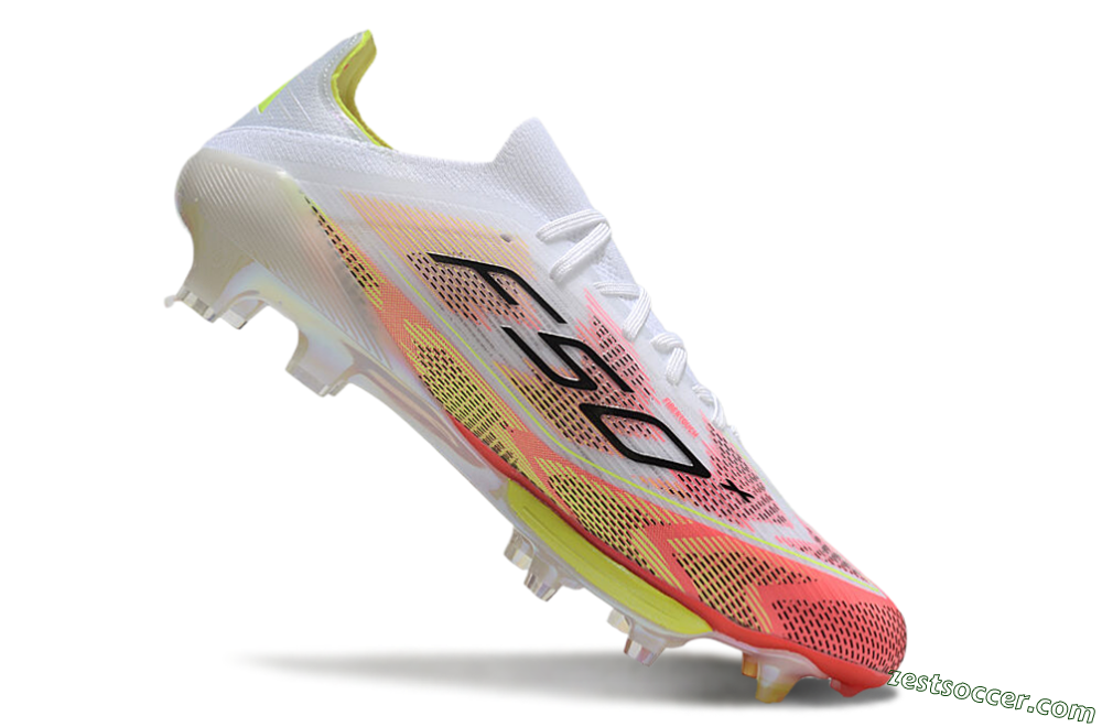 Adidas F50+ Lightstrike Pro FG Low-Tops Soccer Cleats - White/Red/Pink/Black/Yellow 5