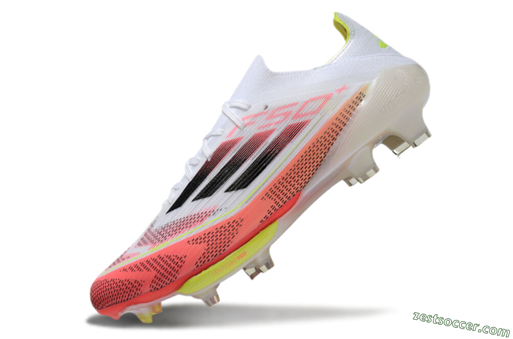 Adidas F50+ Lightstrike Pro FG Low-Tops Soccer Cleats - White/Red/Pink/Black/Yellow 6
