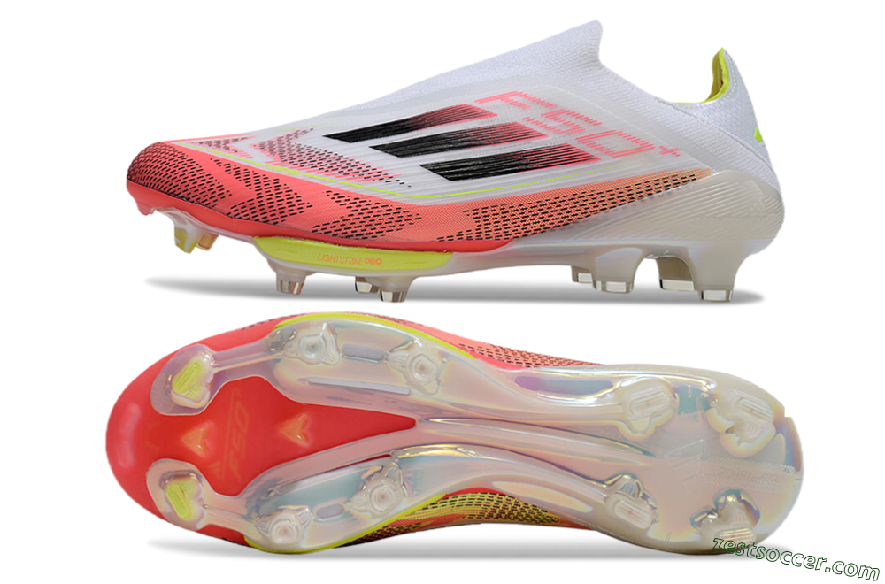 Adidas F50+ Lightstrike Pro Laceless FG Low-Tops Soccer Cleats - White/Red/Yellow/Black 1