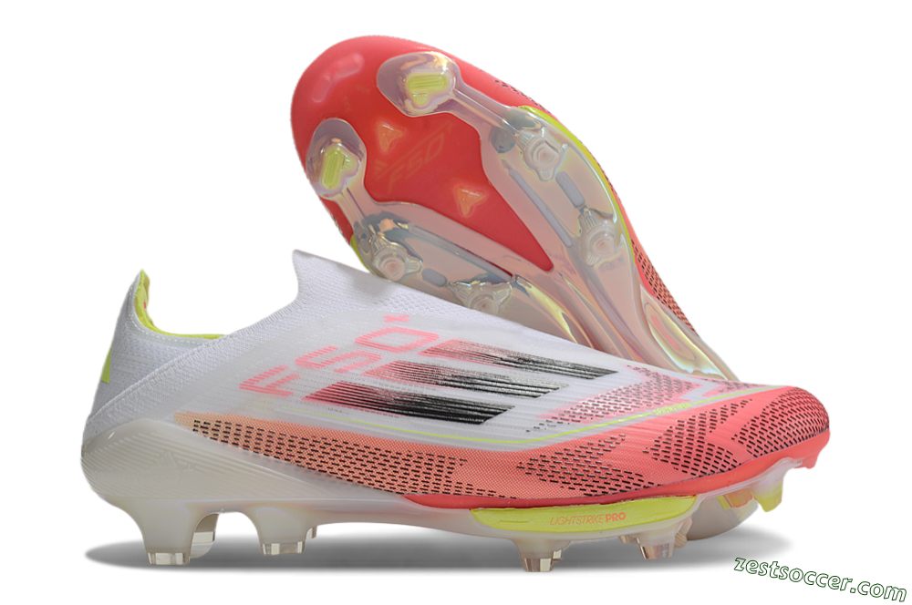 Adidas F50+ Lightstrike Pro Laceless FG Low-Tops Soccer Cleats - White/Red/Yellow/Black 0