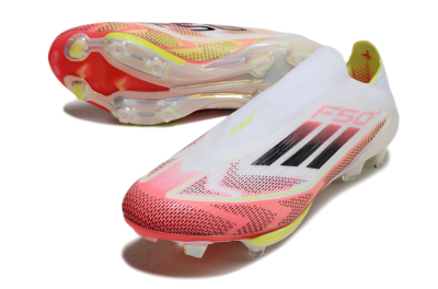 Adidas F50+ Lightstrike Pro Laceless FG Low-Tops Soccer Cleats - White/Red/Yellow/Black