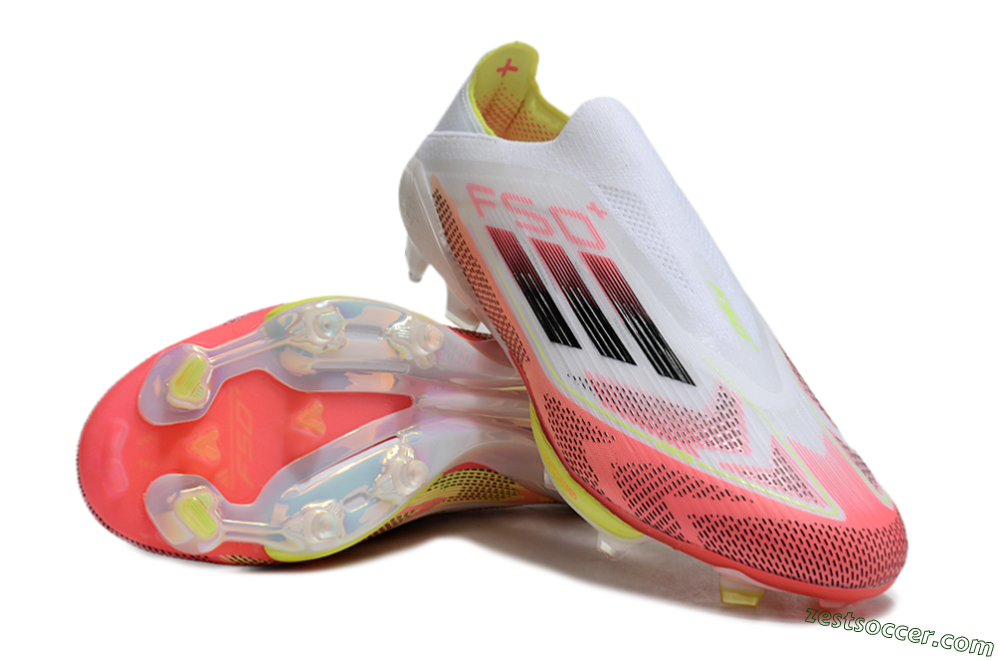 Adidas F50+ Lightstrike Pro Laceless FG Low-Tops Soccer Cleats - White/Red/Yellow/Black 4