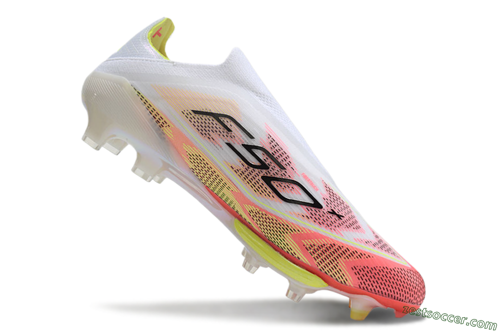 Adidas F50+ Lightstrike Pro Laceless FG Low-Tops Soccer Cleats - White/Red/Yellow/Black 5