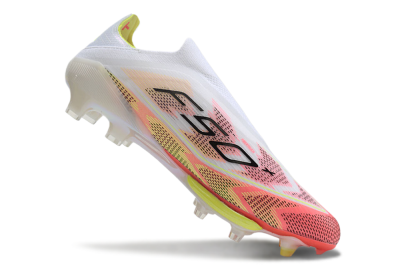 Adidas F50+ Lightstrike Pro Laceless FG Low-Tops Soccer Cleats - White/Red/Yellow/Black