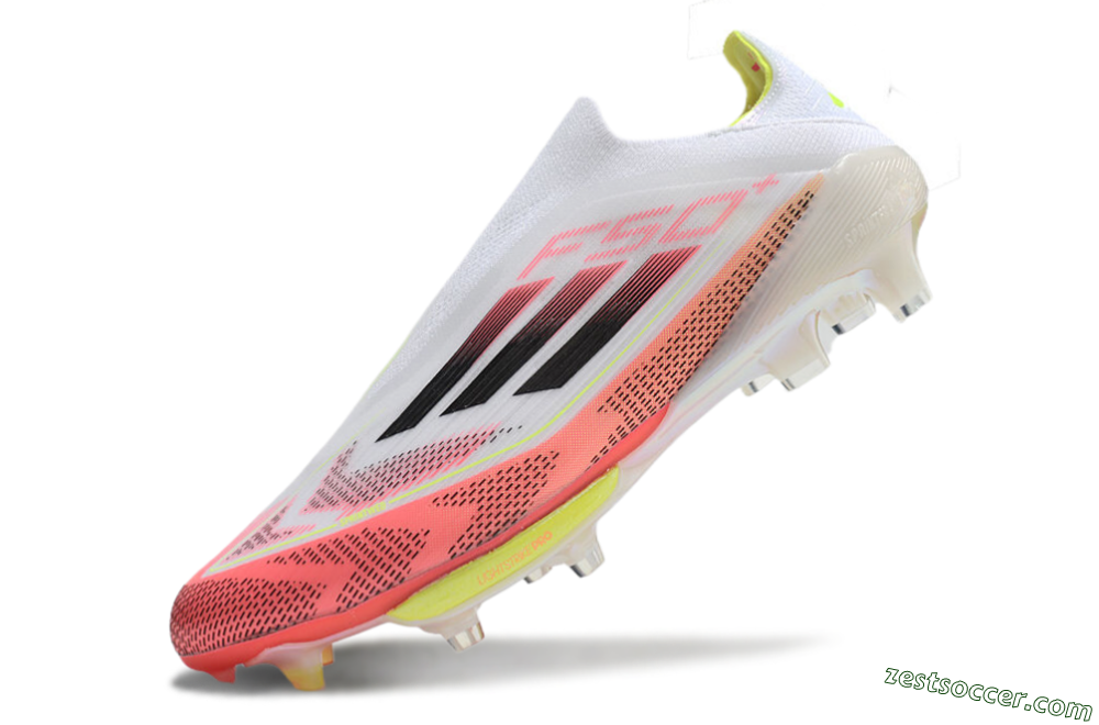 Adidas F50+ Lightstrike Pro Laceless FG Low-Tops Soccer Cleats - White/Red/Yellow/Black 6