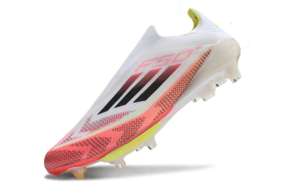 Adidas F50+ Lightstrike Pro Laceless FG Low-Tops Soccer Cleats - White/Red/Yellow/Black