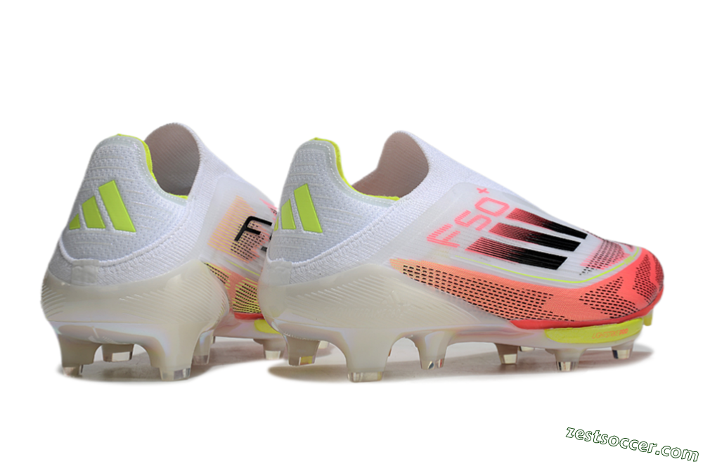 Adidas F50+ Lightstrike Pro Laceless FG Low-Tops Soccer Cleats - White/Red/Yellow/Black 7