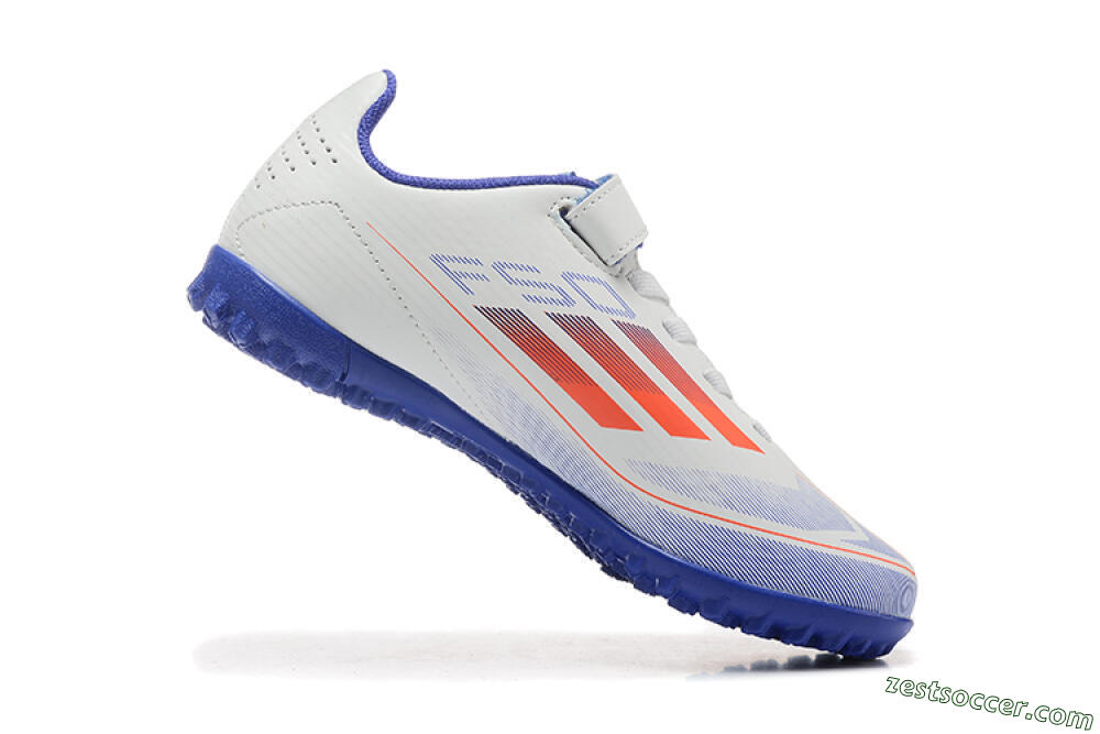 Kids Adidas Predator Elite TF Low-Tops Soccer Shoes - White/Blue/Red 7
