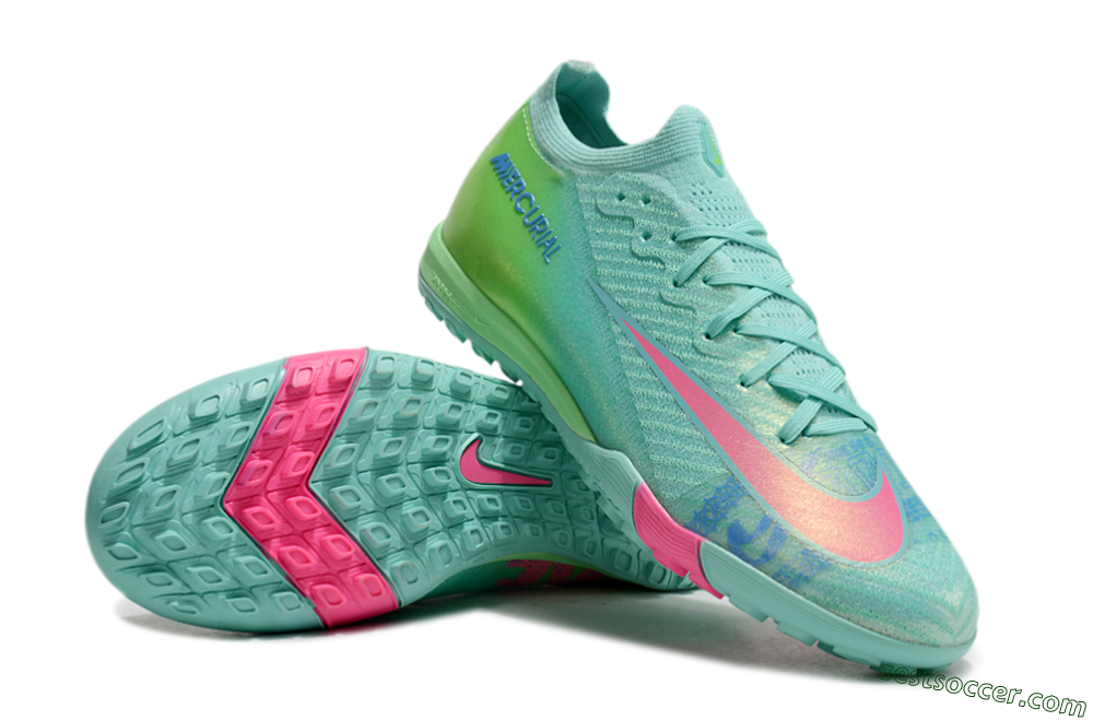 Nike Air Zoom Mercurial Vapor 16 Elite TF Low-Tops Soccer Shoes - Jade/Pink/Blue 3