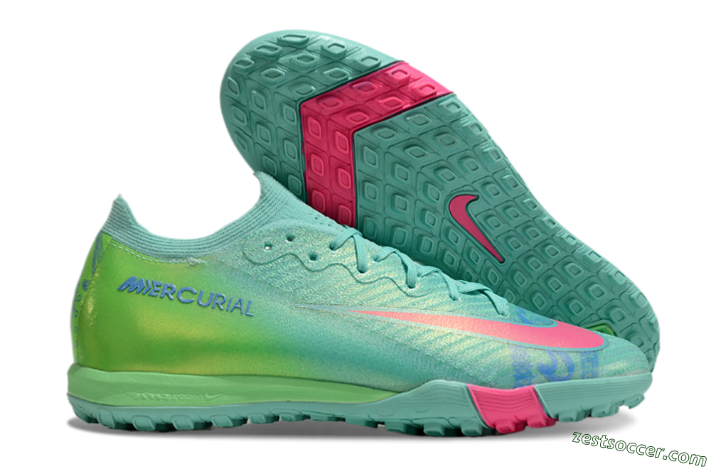 Nike Air Zoom Mercurial Vapor 16 Elite TF Low-Tops Soccer Shoes - Jade/Pink/Blue 0