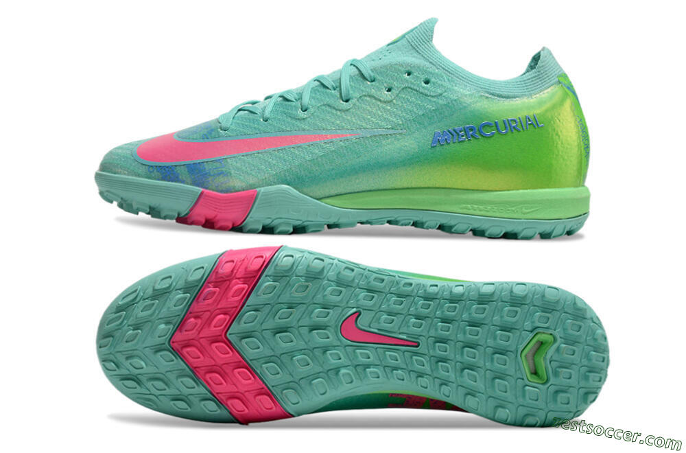 Nike Air Zoom Mercurial Vapor 16 Elite TF Low-Tops Soccer Shoes - Jade/Pink/Blue 1