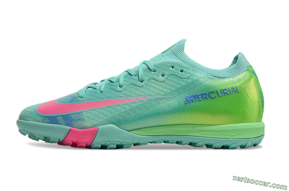 Nike Air Zoom Mercurial Vapor 16 Elite TF Low-Tops Soccer Shoes - Jade/Pink/Blue 2