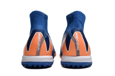Nike Air Zoom Mercurial Superfly 10 Elite TF High-Tops Soccer Shoes - Blue/White/Orange