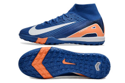 Nike Air Zoom Mercurial Superfly 10 Elite TF High-Tops Soccer Shoes - Blue/White/Orange