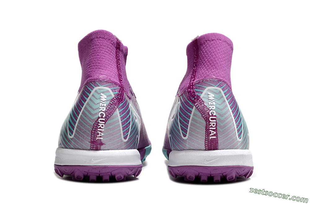 Nike Air Zoom Mercurial Superfly 10 Elite TF High-Tops Soccer Shoes - Purple/Jade/White 5