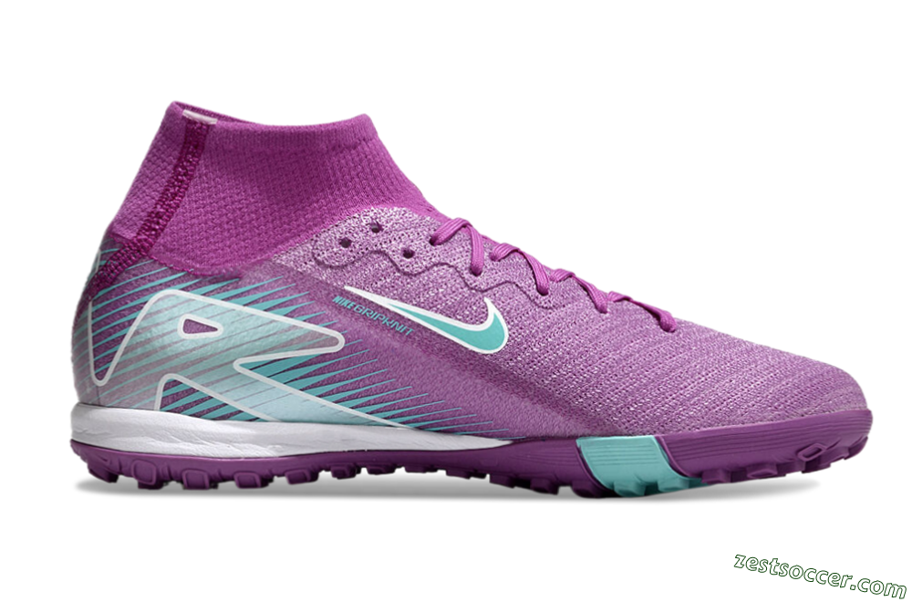 Nike Air Zoom Mercurial Superfly 10 Elite TF High-Tops Soccer Shoes - Purple/Jade/White 7