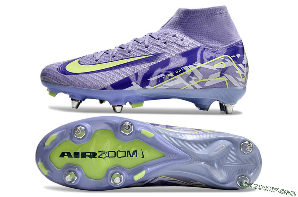 Nike Air Zoom Mercurial Superfly 10 Elite SG High-Tops Soccer Cleats - Purple/Yellow/White 1