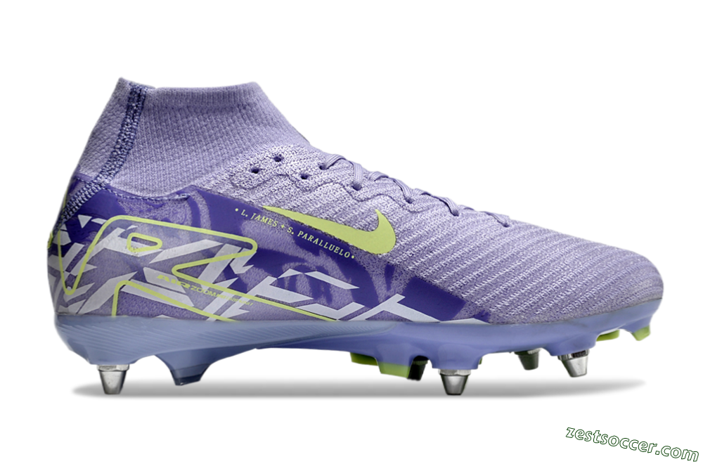 Nike Air Zoom Mercurial Superfly 10 Elite SG High-Tops Soccer Cleats - Purple/Yellow/White 7