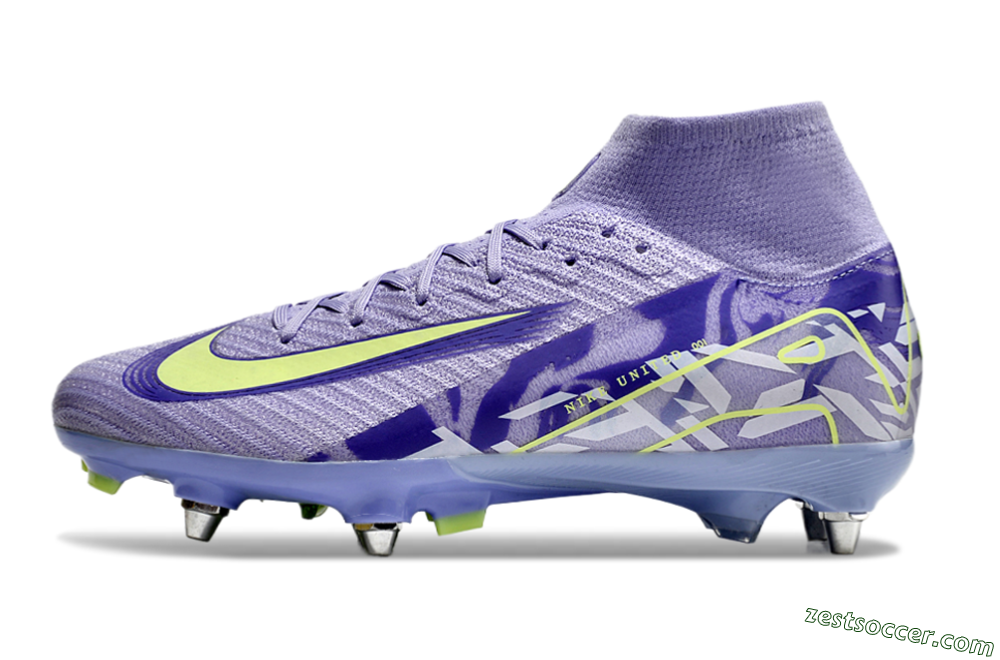 Nike Air Zoom Mercurial Superfly 10 Elite SG High-Tops Soccer Cleats - Purple/Yellow/White 2