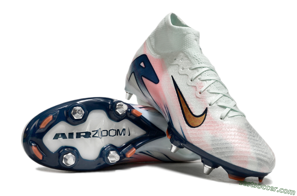 Nike Air Zoom Mercurial Superfly 10 Elite SG High-Tops Soccer Cleats - Jade/Pink/Gold/Blue 3