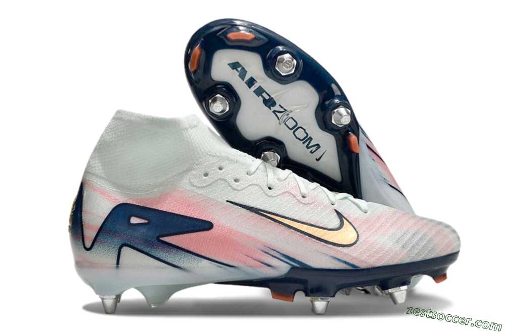 Nike Air Zoom Mercurial Superfly 10 Elite SG High-Tops Soccer Cleats - Jade/Pink/Gold/Blue 0