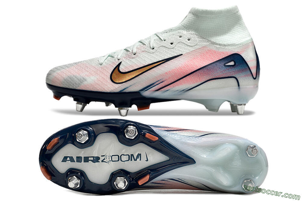 Nike Air Zoom Mercurial Superfly 10 Elite SG High-Tops Soccer Cleats - Jade/Pink/Gold/Blue 1