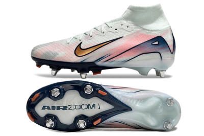 Nike Air Zoom Mercurial Superfly 10 Elite SG High-Tops Soccer Cleats - Jade/Pink/Gold/Blue