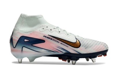 Nike Air Zoom Mercurial Superfly 10 Elite SG High-Tops Soccer Cleats - Jade/Pink/Gold/Blue