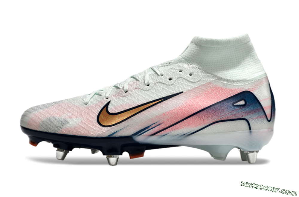 Nike Air Zoom Mercurial Superfly 10 Elite SG High-Tops Soccer Cleats - Jade/Pink/Gold/Blue 2