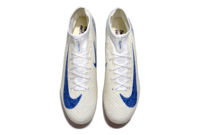 Nike Air Zoom Mercurial Superfly 10 Elite SG High-Tops Soccer Cleats - Beige/White/Blue