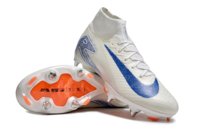 Nike Air Zoom Mercurial Superfly 10 Elite SG High-Tops Soccer Cleats - Beige/White/Blue