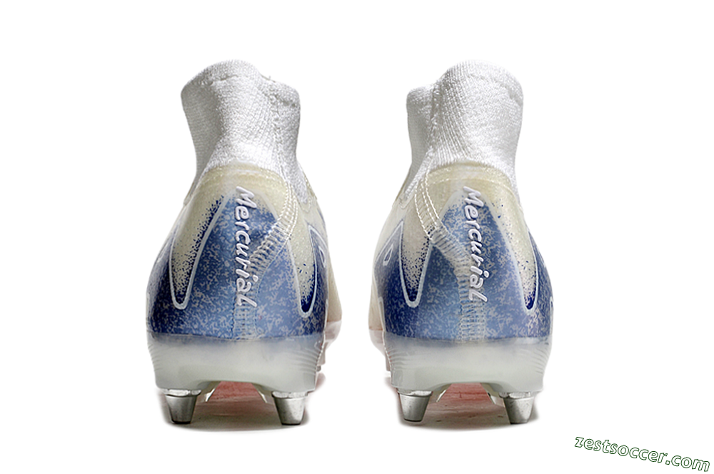 Nike Air Zoom Mercurial Superfly 10 Elite SG High-Tops Soccer Cleats - Beige/White/Blue 5