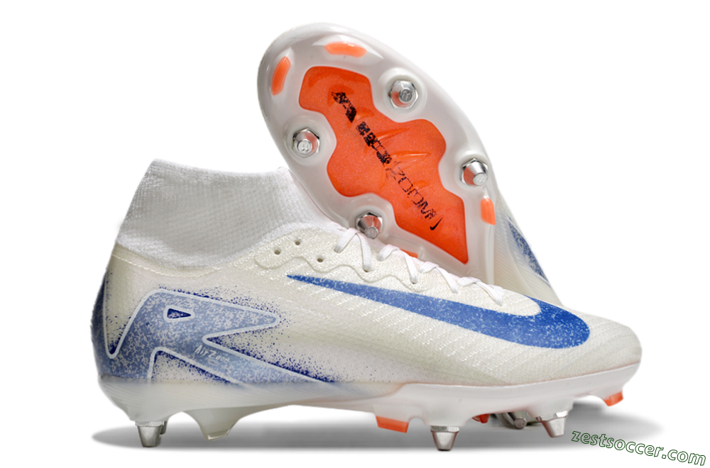 Nike Air Zoom Mercurial Superfly 10 Elite SG High-Tops Soccer Cleats - Beige/White/Blue 0