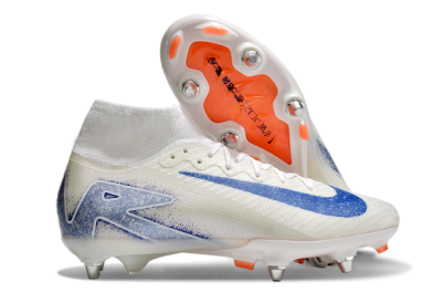 Nike Air Zoom Mercurial Superfly 10 Elite SG High-Tops Soccer Cleats - Beige/White/Blue