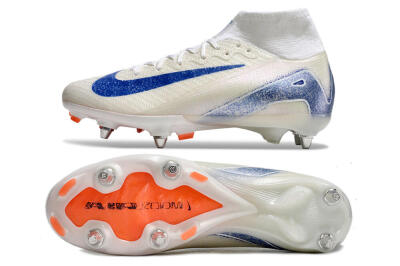 Nike Air Zoom Mercurial Superfly 10 Elite SG High-Tops Soccer Cleats - Beige/White/Blue