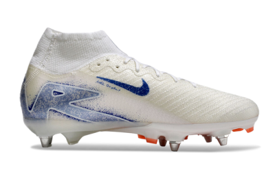 Nike Air Zoom Mercurial Superfly 10 Elite SG High-Tops Soccer Cleats - Beige/White/Blue