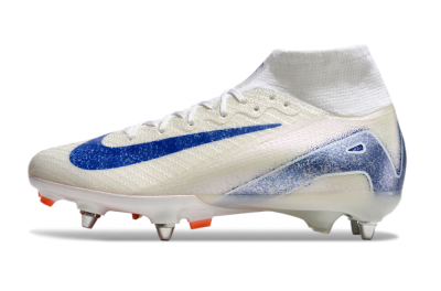 Nike Air Zoom Mercurial Superfly 10 Elite SG High-Tops Soccer Cleats - Beige/White/Blue