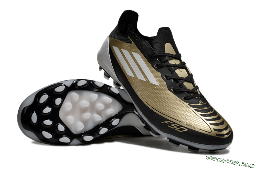 Adidas F50 Elite Messi MG Low-Tops Soccer Cleats - Gold/Black/White 3