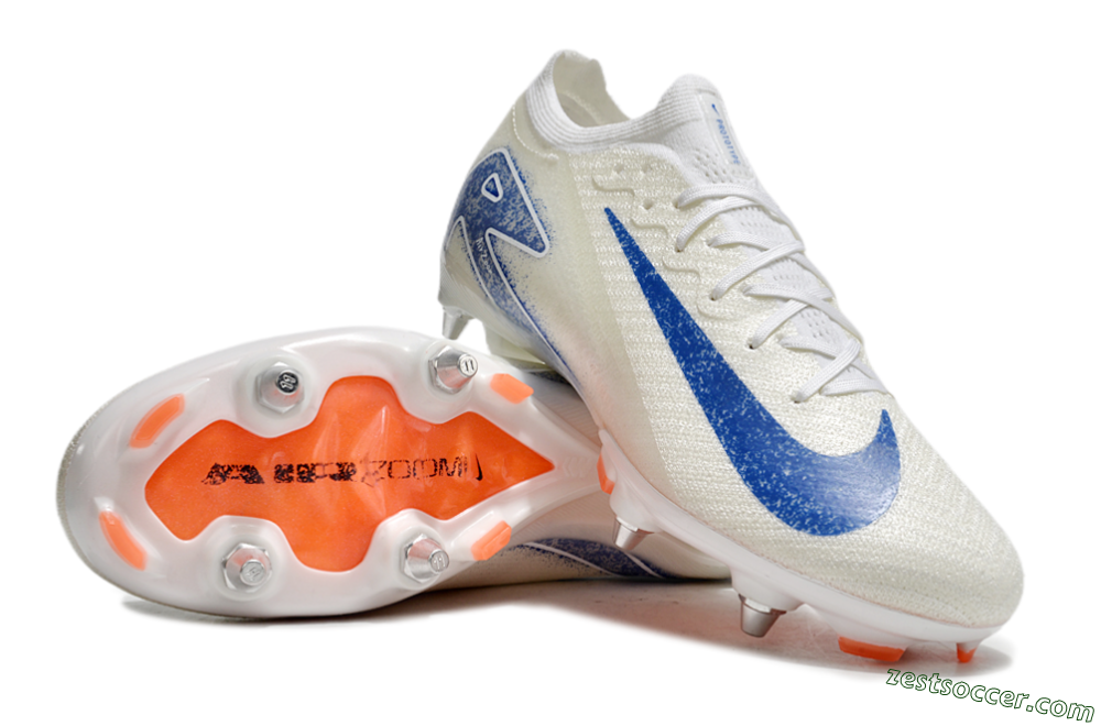 Nike Air Zoom Mercurial Vapor 16 Elite SG Low-Tops Soccer Cleats - Beige/Blue/White 3