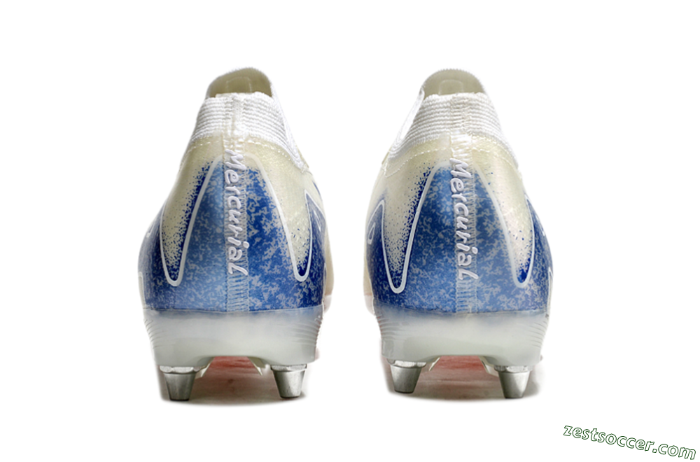 Nike Air Zoom Mercurial Vapor 16 Elite SG Low-Tops Soccer Cleats - Beige/Blue/White 5