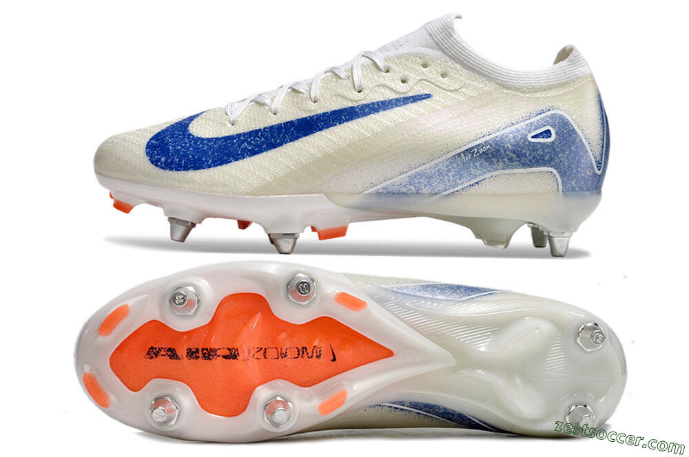 Nike Air Zoom Mercurial Vapor 16 Elite SG Low-Tops Soccer Cleats - Beige/Blue/White 1