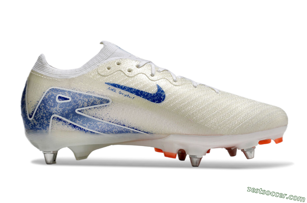 Nike Air Zoom Mercurial Vapor 16 Elite SG Low-Tops Soccer Cleats - Beige/Blue/White 7